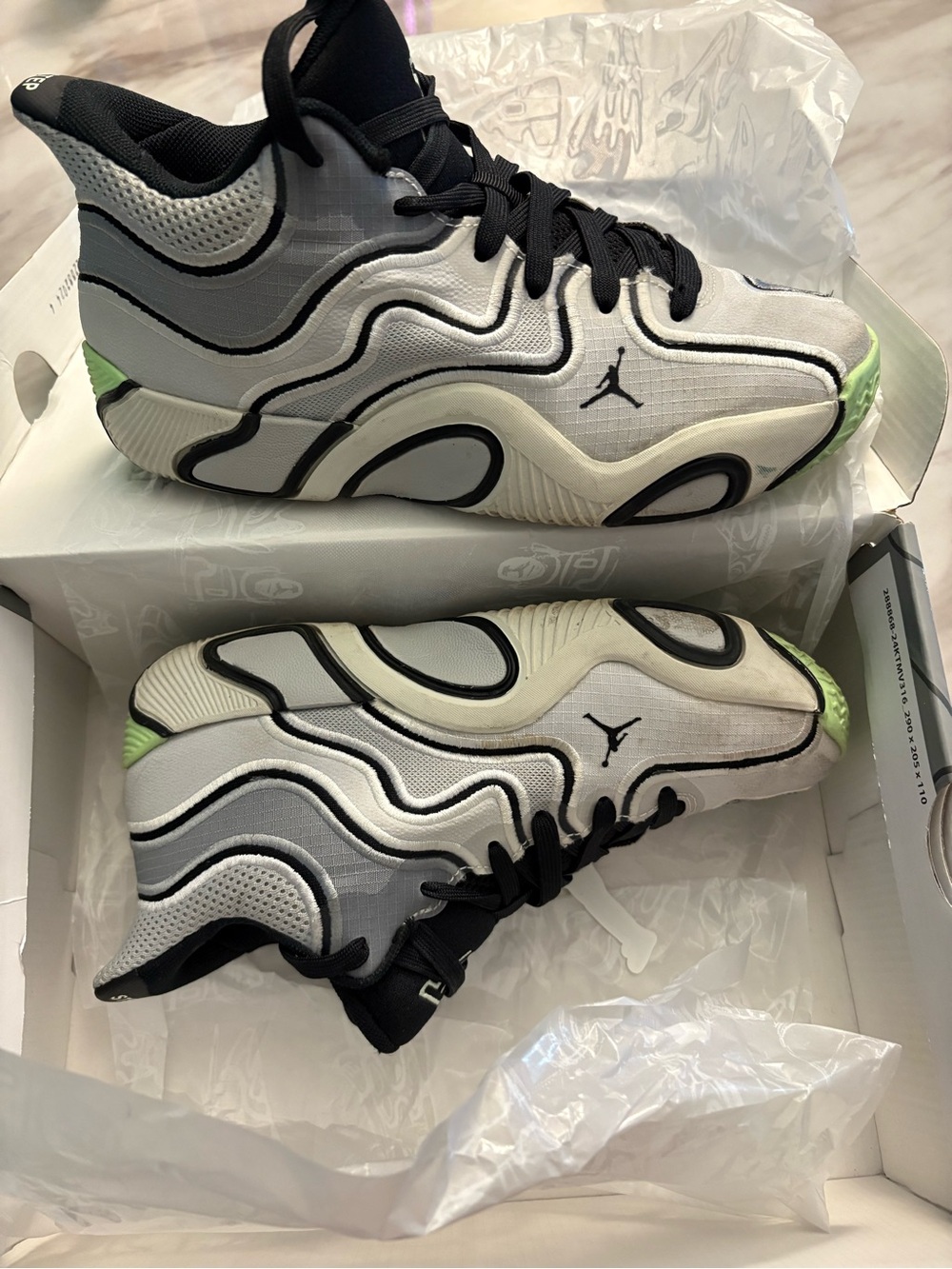Jordan Jason Tatum Basketball Sneakers in White, Black & Lime